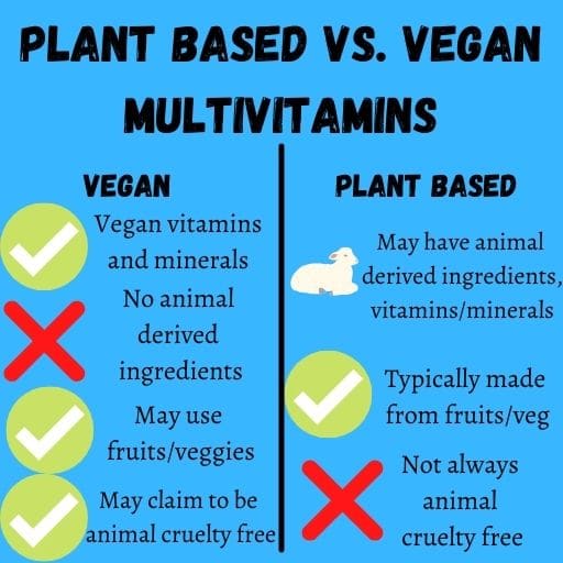 Plant Based Vs. Vegan Multivitamins what makes them different (also in text)