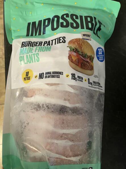 picture of a package of impossible burger patties.