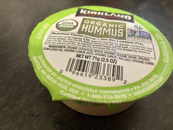 picture of kirkland organic hummus individual container